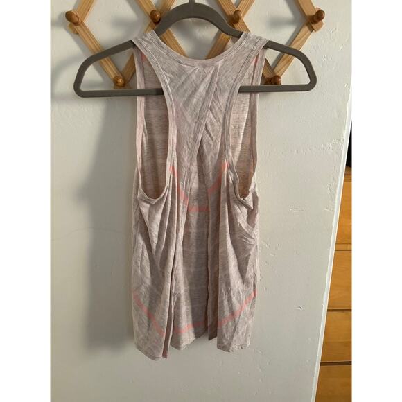Lululemon Top Women's 4 All Tied Up Tank Pink Stripes Heathered Dune Pima Cotton - Picture 5 of 6